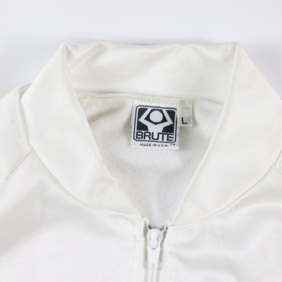90s New Brute Mens Large Soccer Track Jacket White - Picture 2 of 8